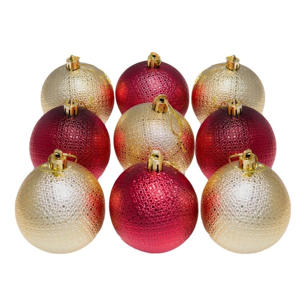 Kit 36 Bolas Natalinas Árvore Natal 7cm Vermelho e Dourado