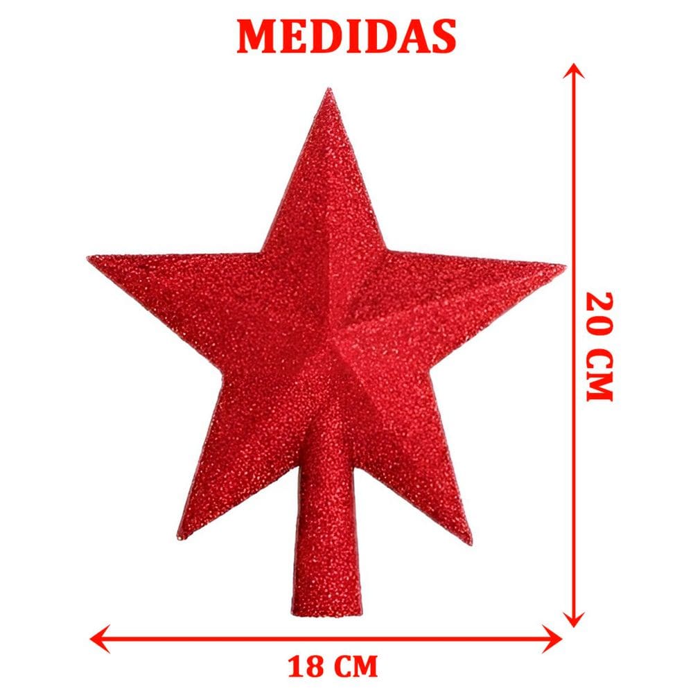 Decoração Enfeite De Natal Estrela Natalina Vermelho 20cm