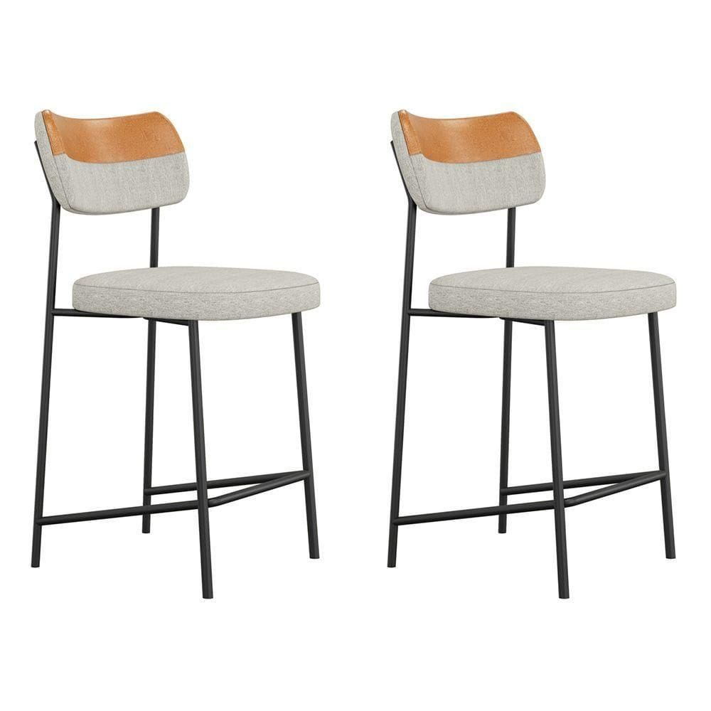 Kit 02 Banquetas Médias Cozinha Lila Couríssimo Whisky Linho Cinza - Desk Design