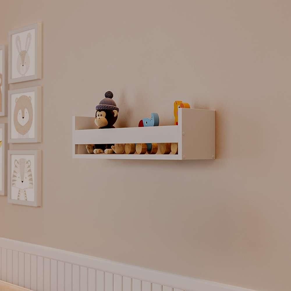 Prateleira Porta Brinquedo Branca 70 x 12cm Suporte Invisivel