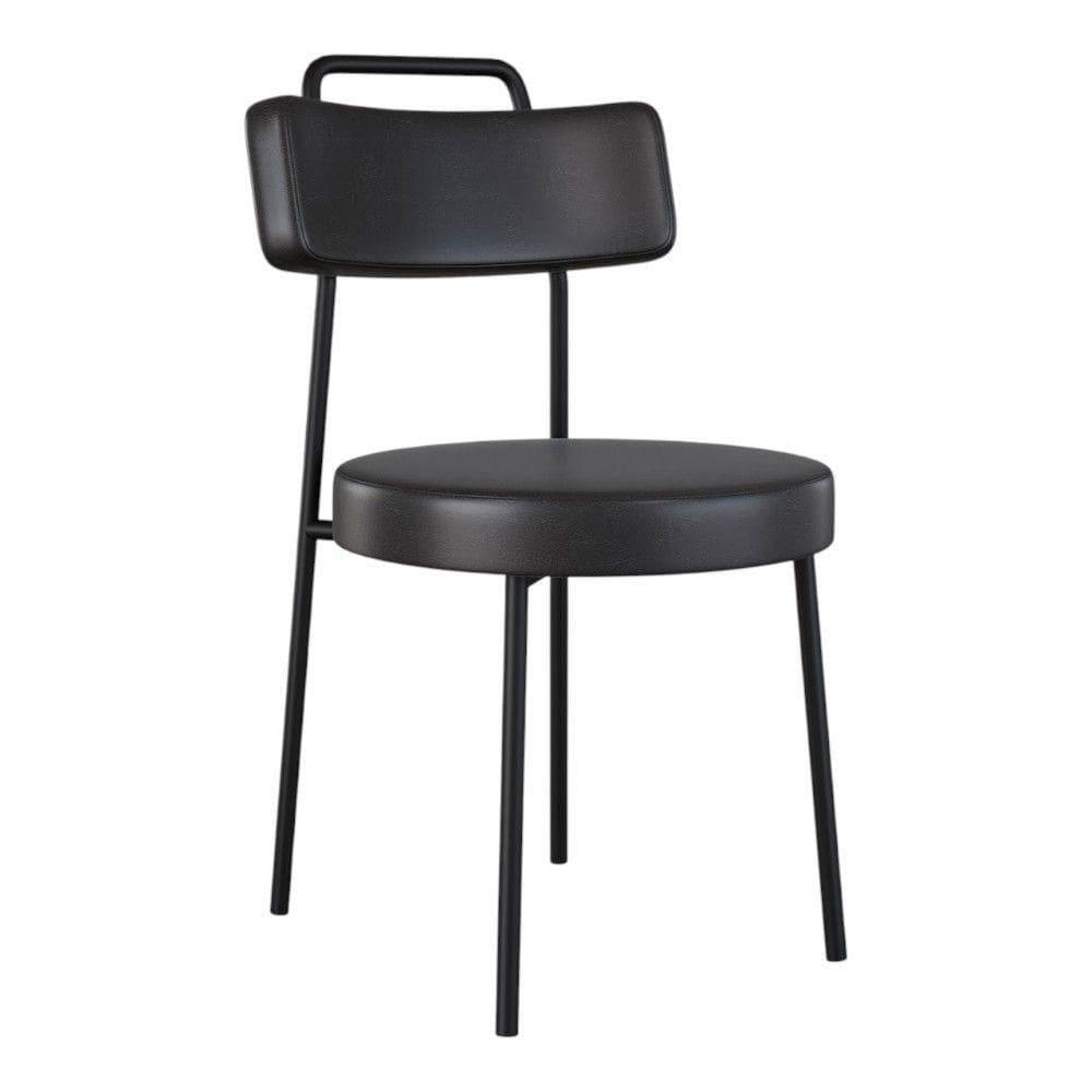 Cadeira Sala De Jantar Kobe Estofada Com Encosto Couríssimo Preto - Desk Design