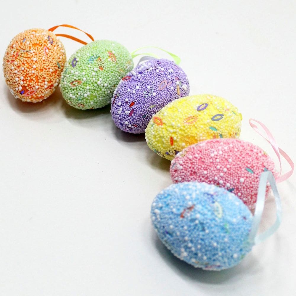 Kit 20 Ovos Pendentes De Páscoa Coloridos Enfeite Decorativo