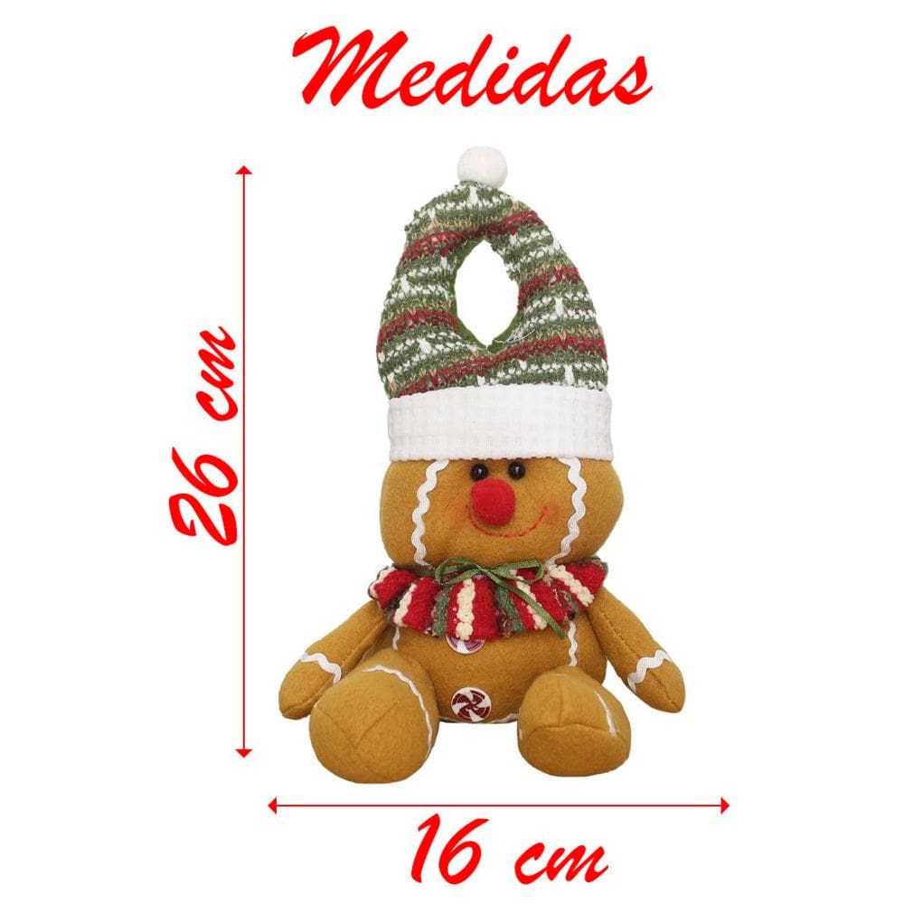 Kit 4 Enfeite De Porta Maçaneta Natal Biscoito Natalino 26cm