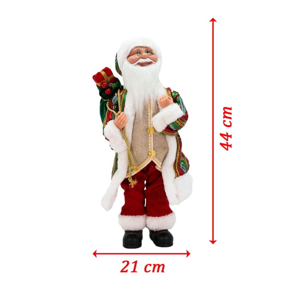 Enfeite Natalino Papai Noel Musical Movimento de Cabeça 44cm