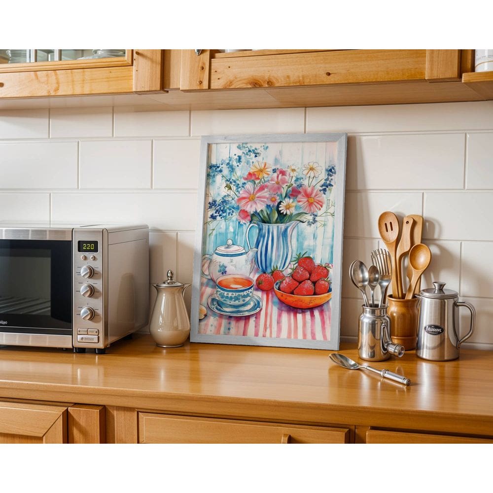 Flores, chá e morangos - 50 x 70 Caixa (vinil)