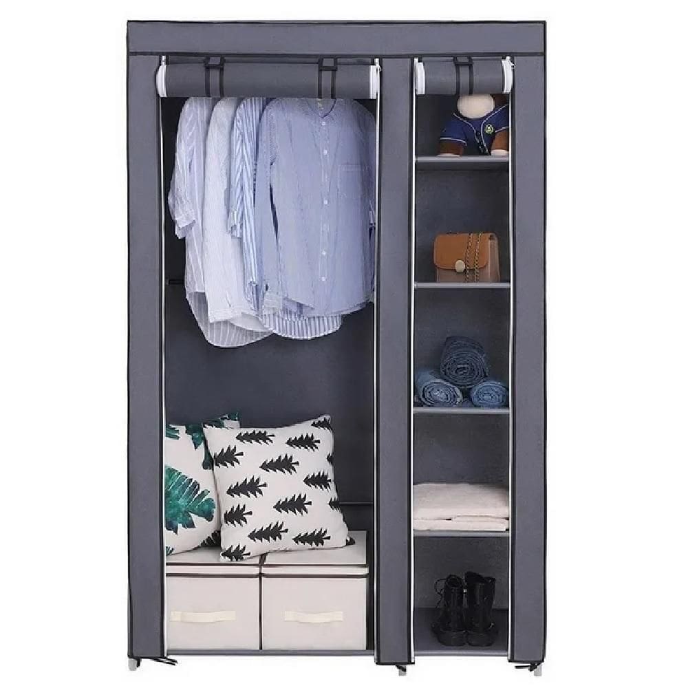 Guarda Roupa Armário Multiuso Cabideiro Organizador Para Quarto E Closet Com 5 Prateleiras – Cinza