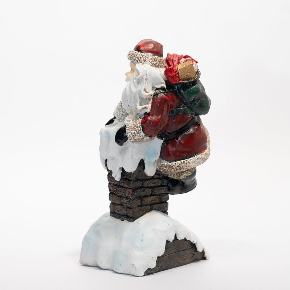 Papai Noel Chaminé Decoração Enfeite Natal Em Resina 20cm