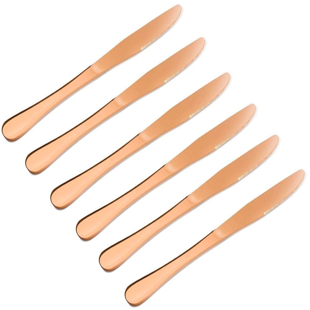 Kit Jogo De Corte Gold Rose Refeição 12pçs Inox Rústico Luxo