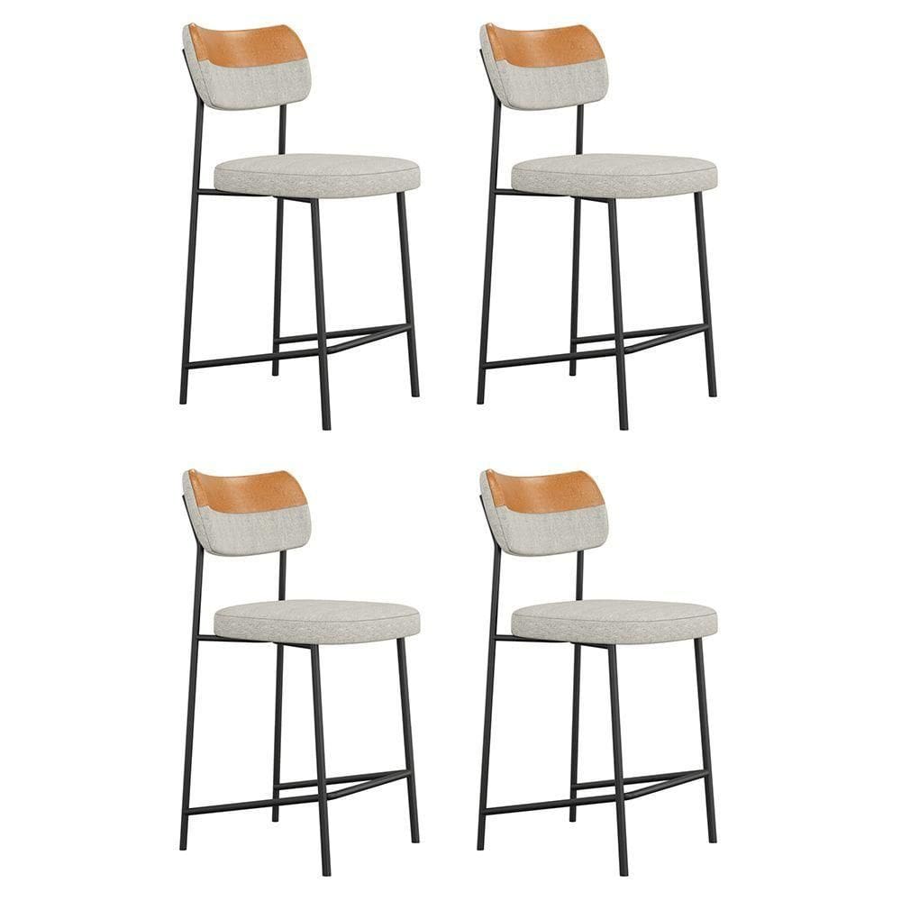 Kit 04 Banquetas Médias Cozinha Lila Couríssimo Whisky Linho Cinza - Desk Design