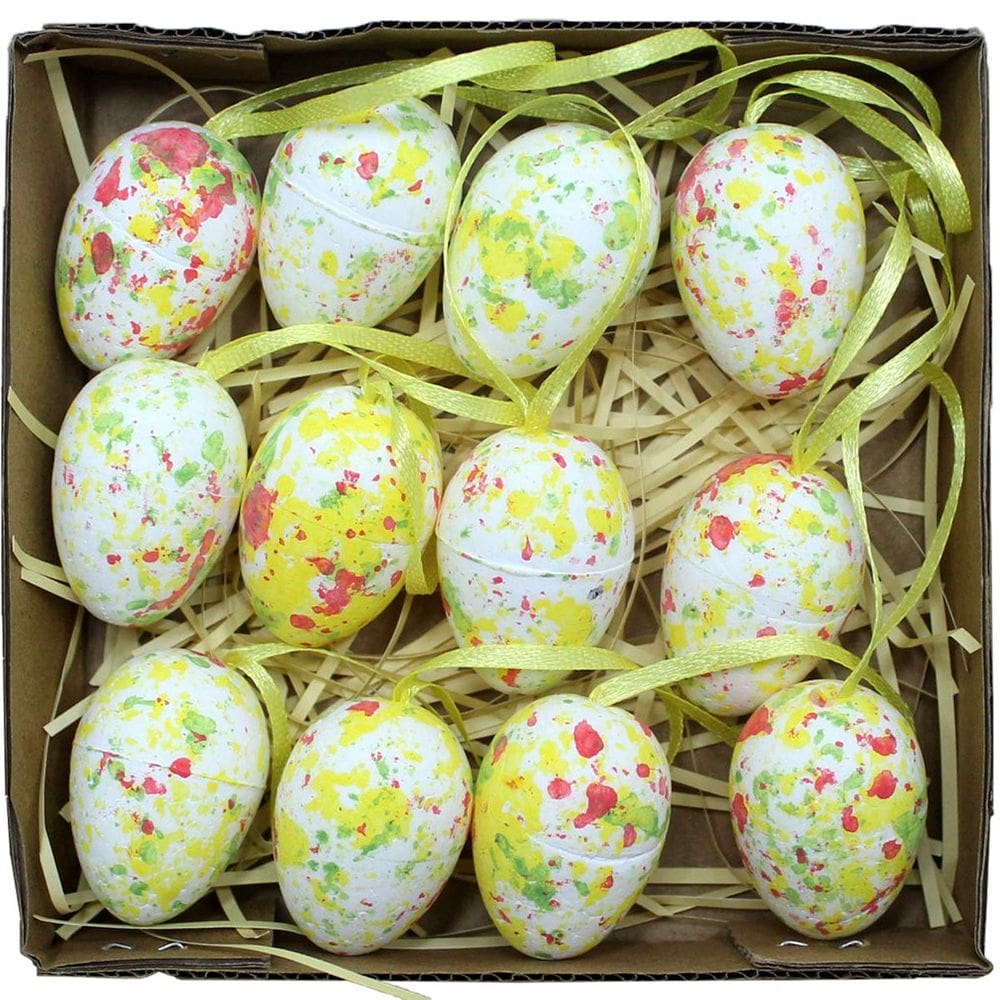 Kit 36 Ovos Pendentes De Páscoa Coloridos Cesta Decorativo