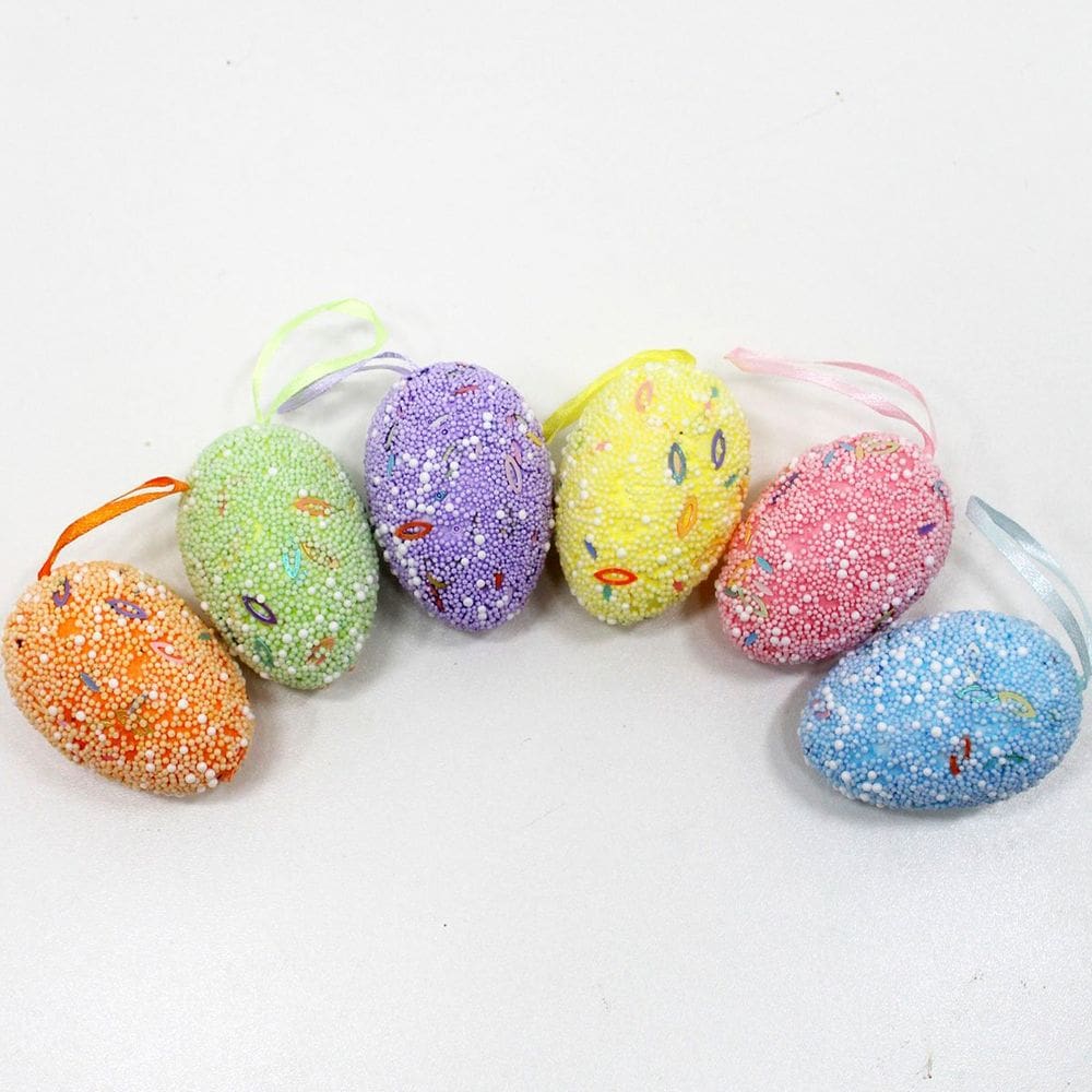 Kit 12 Ovos Pendentes De Páscoa Coloridos Enfeite Decorativo