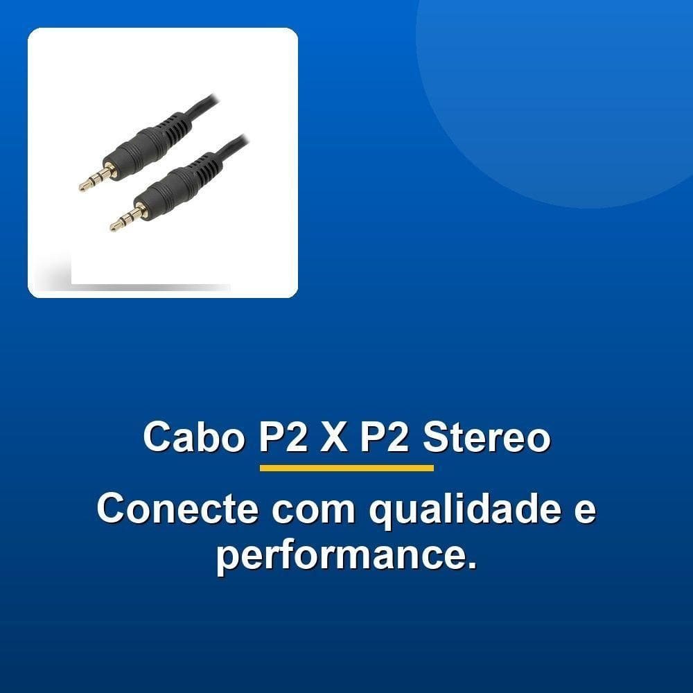 Cabo P2 X P2 Stereo Preto Níquel
