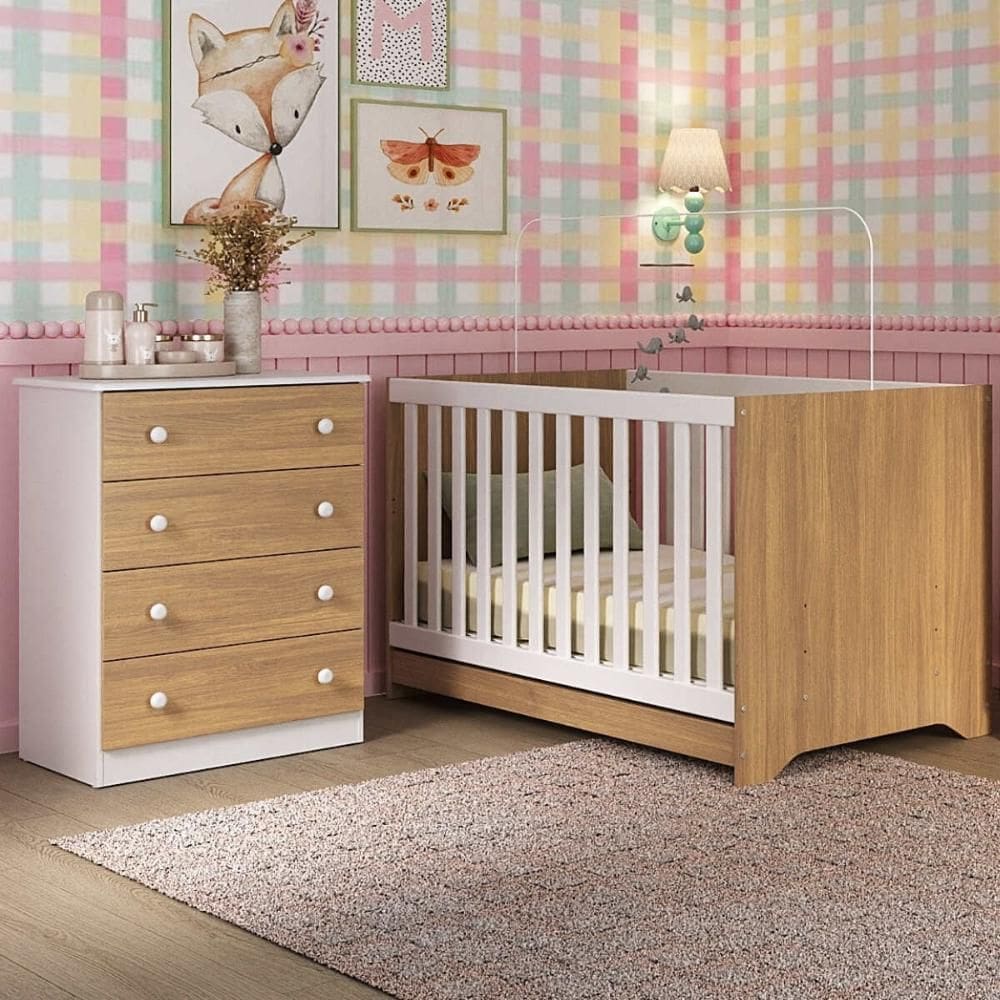 Berço Americano 3 em 1 com Cômoda 4 Gavetas Encanto Multimóveis MP4687