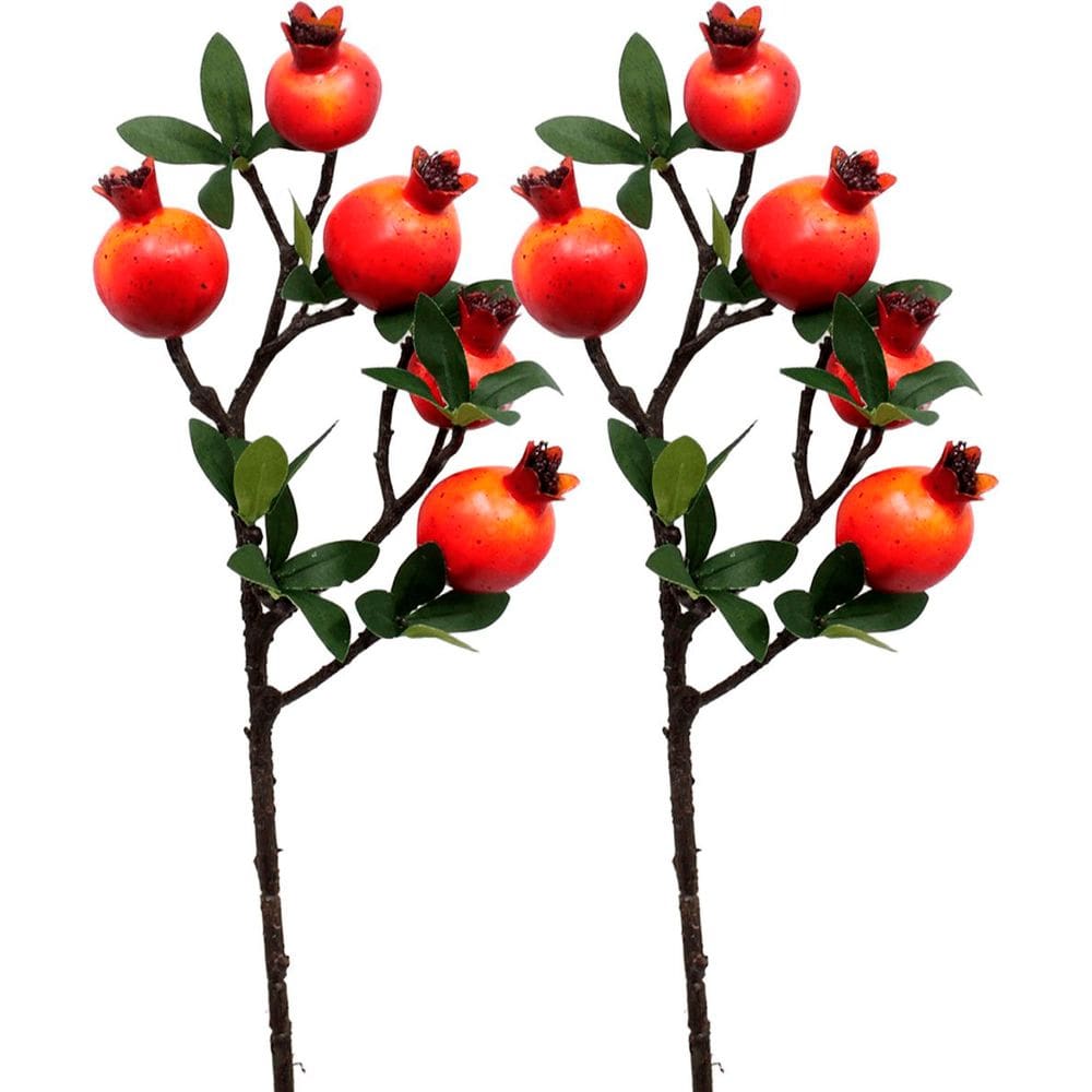 Kit 12 Plantas Fruta Romã Artificial Decoração Natal De 60cm