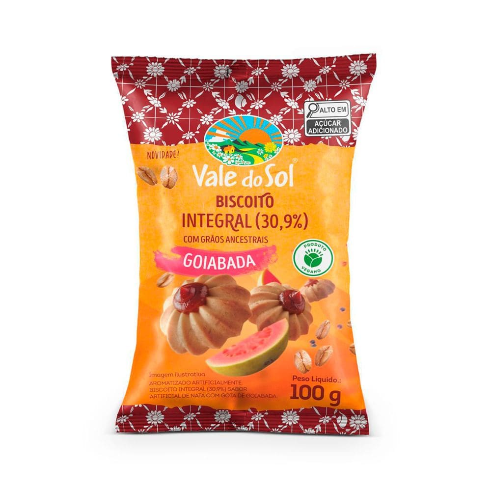 Biscoito Vale do Sol Integral 30,9% Sabor Goiaba 100g