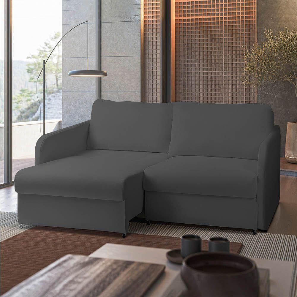 Sofá Retrátil Reclinável 3 Lugares 196cm Amsterdã Suede Grafite K01 - D`rossi