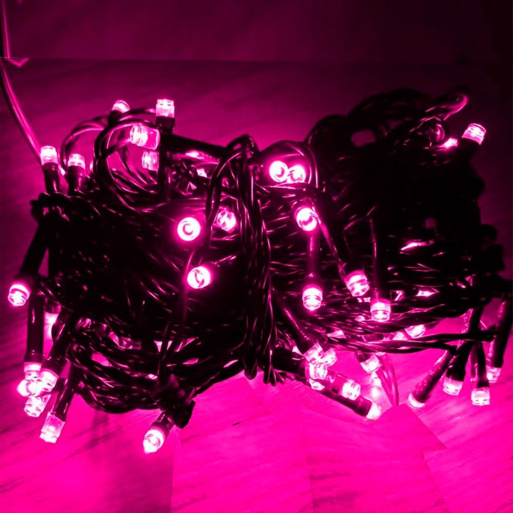 Pisca Cordão Varal Natal 100 Lâmpadas LEDs Rosa 220v 10m