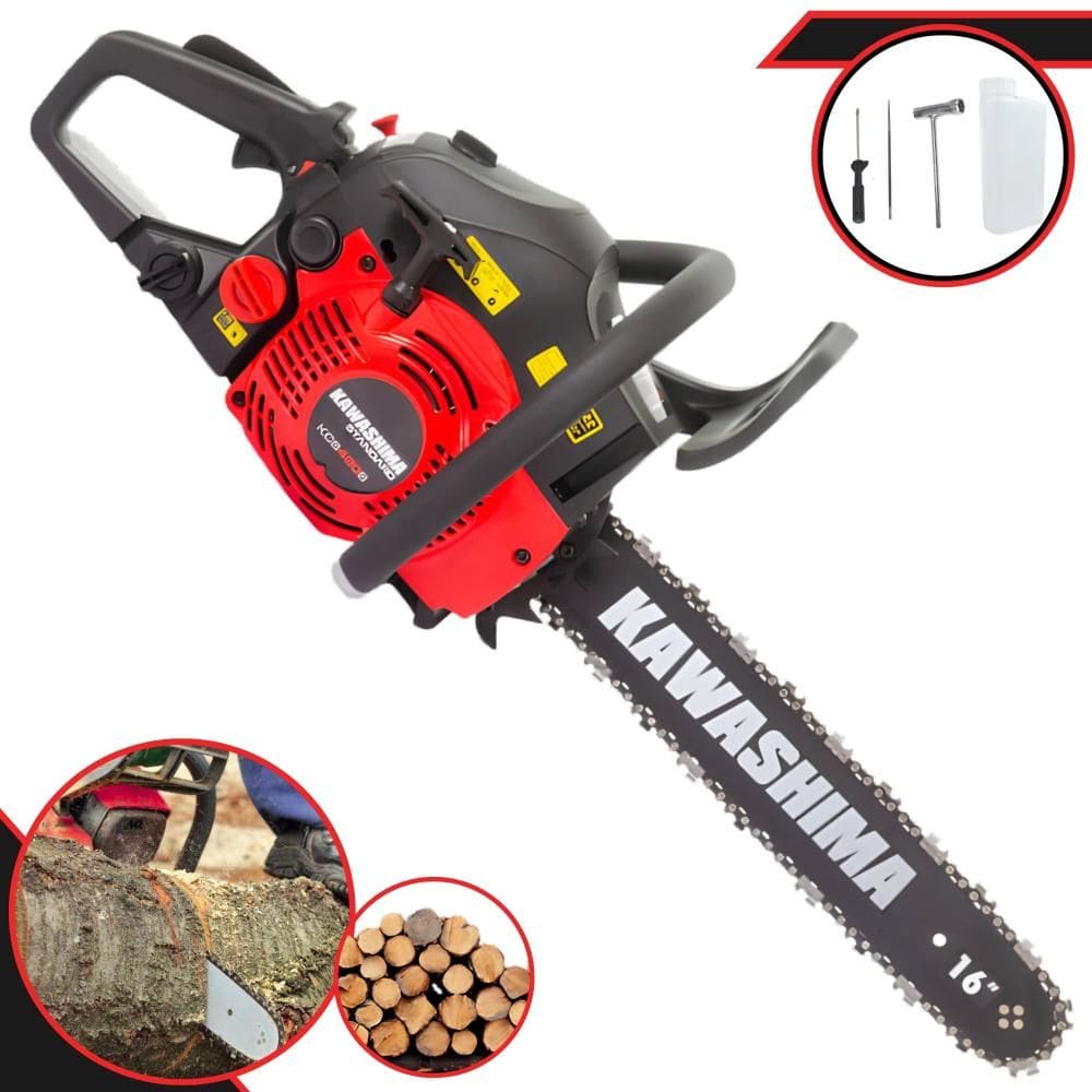 Motorsserra Kawashima KCS 420-S À Gasolina 2T 42cc Com Sabre 16 Polegadas Motosserra Profissional Com Sistema Antivibratório e Carcaça de Alumínio