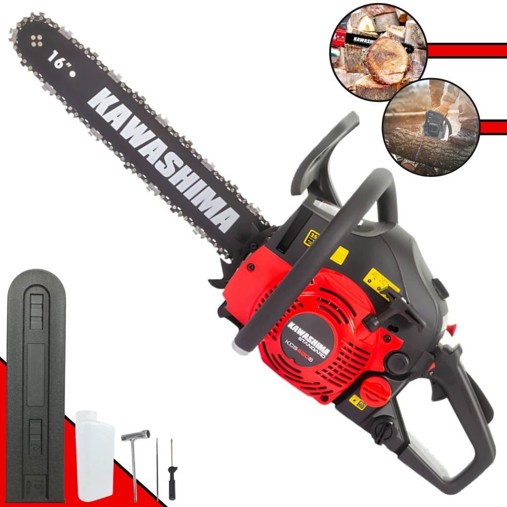 Motosserra Kawashima KCS420S À Gasolina 2T 42cc Com Sabre 16 Polegadas, Carcaça de Alumínio e Sistema Antivibratório Ideal Para Corte de Lenha