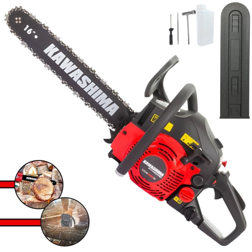 Motosserra À Gasolina Kawashima KCS420S Profissional Motor 2 Tempos 42cc Com Sabre 16’` Carcaça de Alumínio e Sistema Antivibratório