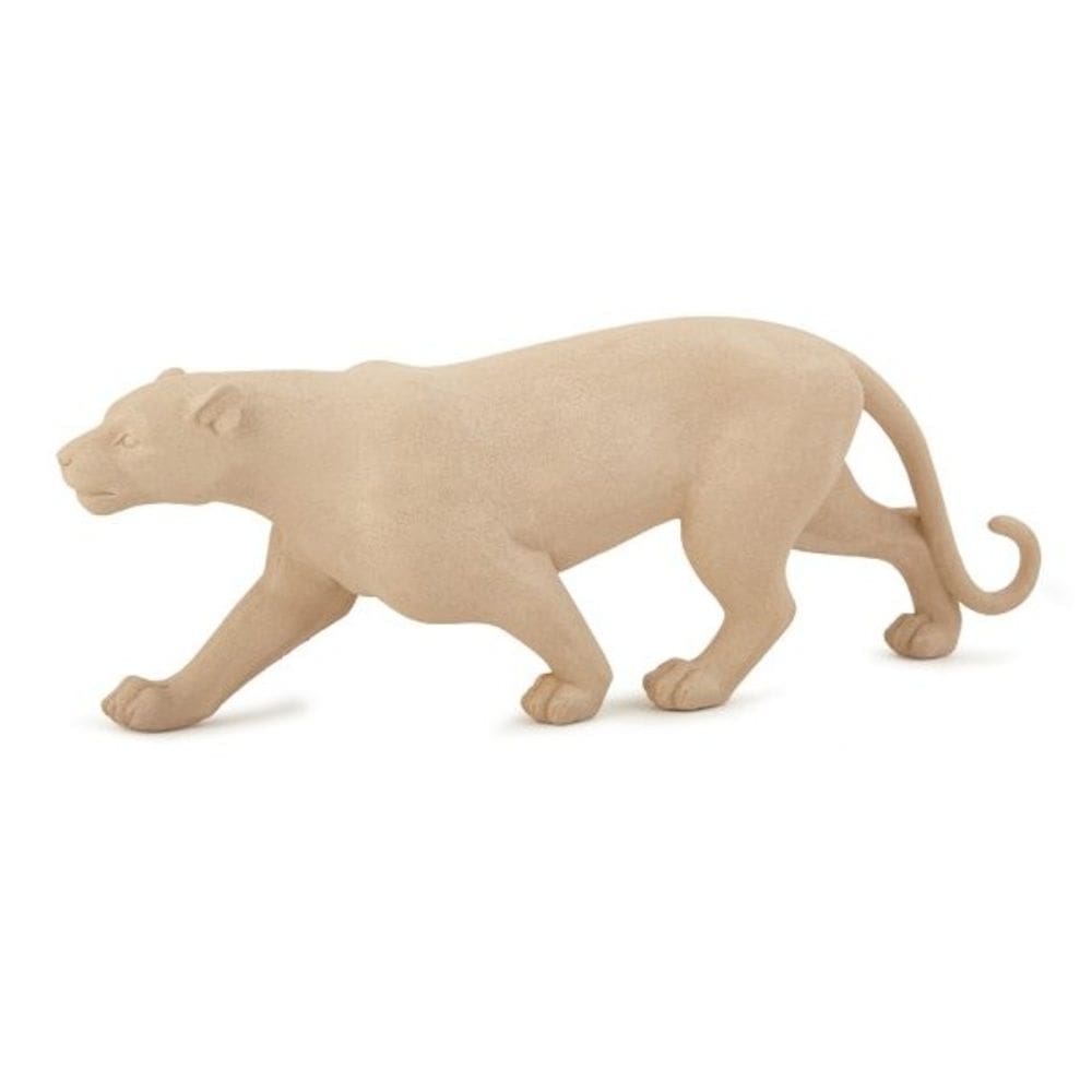 Escultura Decorativa Leopardo Bege em Poliresina 46x15,5cm Mart