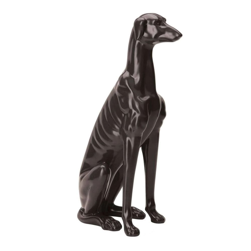 Escultura Decorativa Cachorro Preto em Cerâmica 36x19cm Mart