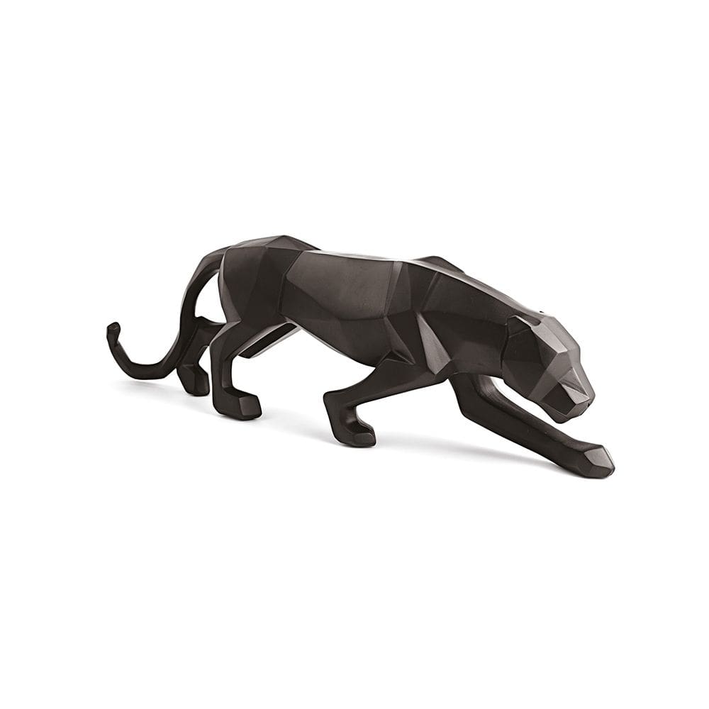Escultura Decorativa Leopardo Preto em Poliresina 61x18cm Mart