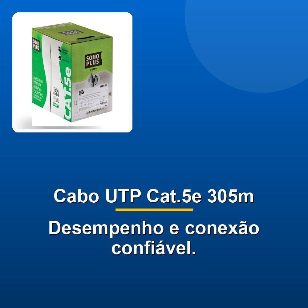 Cabo Lan U-utp Cat.5e 305m Preto 100% Cobre