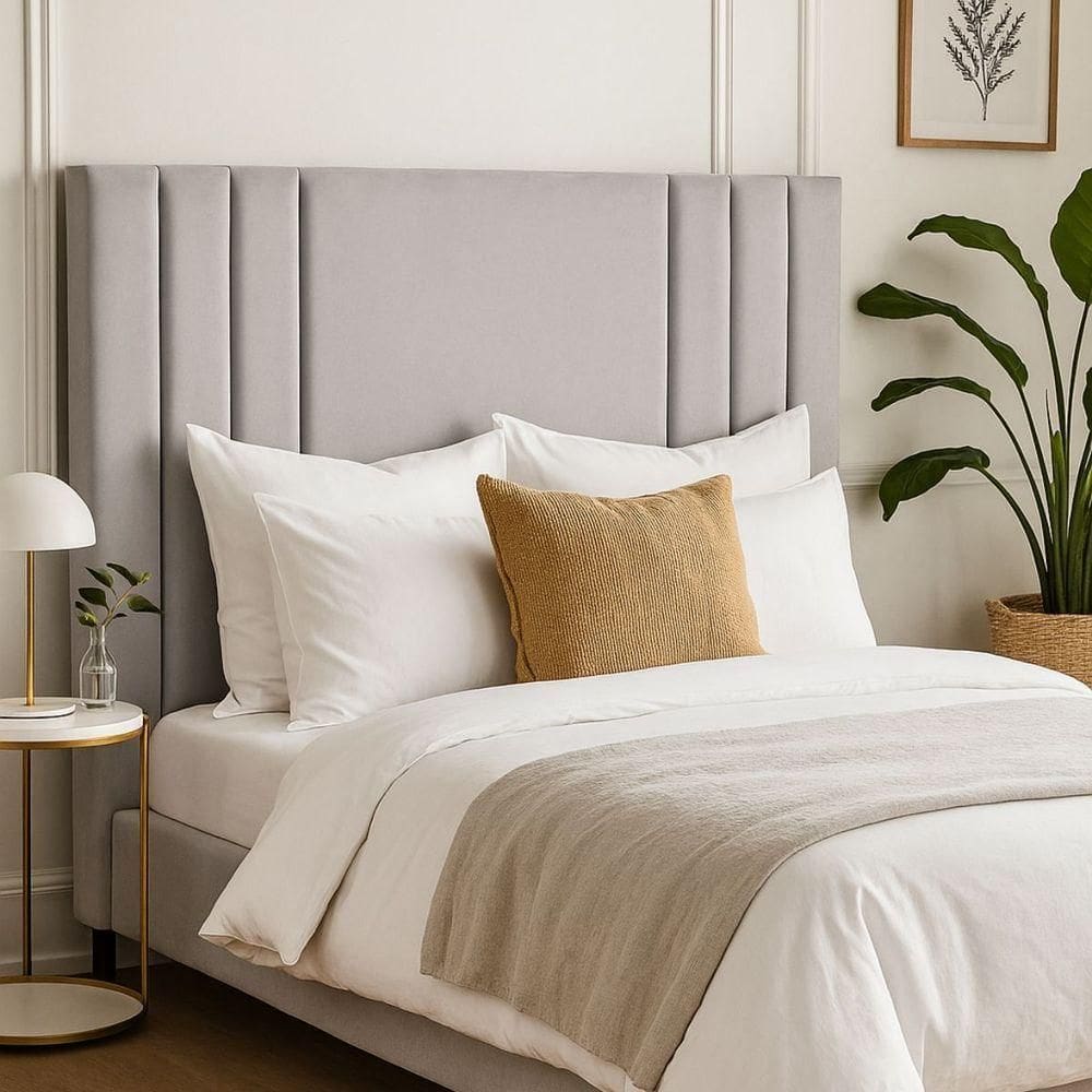 Cabeceira Solteiro 100 Cm Cama Box Estofada Veludo Frame Cor:cinza