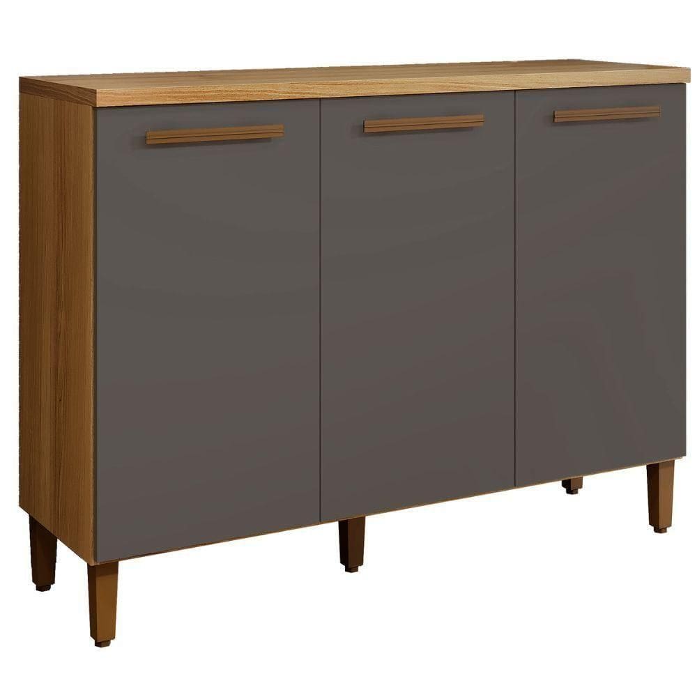 Balcão Vega 3 Portas Cinamomo Grafite Arte Móveis