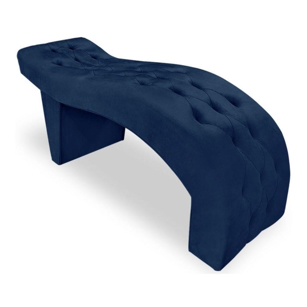 Maca Estofada Capitonê Eduarda Suede Azul Marinho