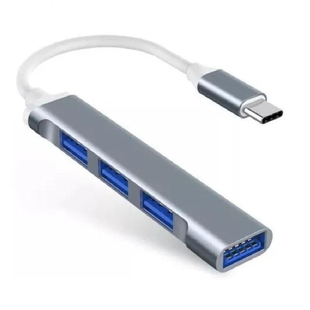Hub Usb-c Type-c Para 4 Portas Usb 5 Gbps Para Notebook E Prata