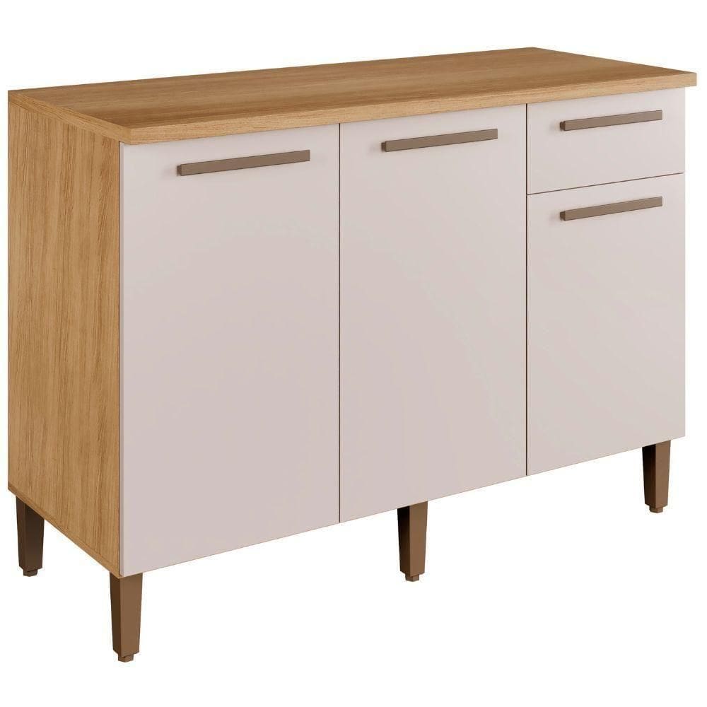 Balcão Imperial 3 Portas 1 Gaveta Cinamomo Off White Arte Móveis