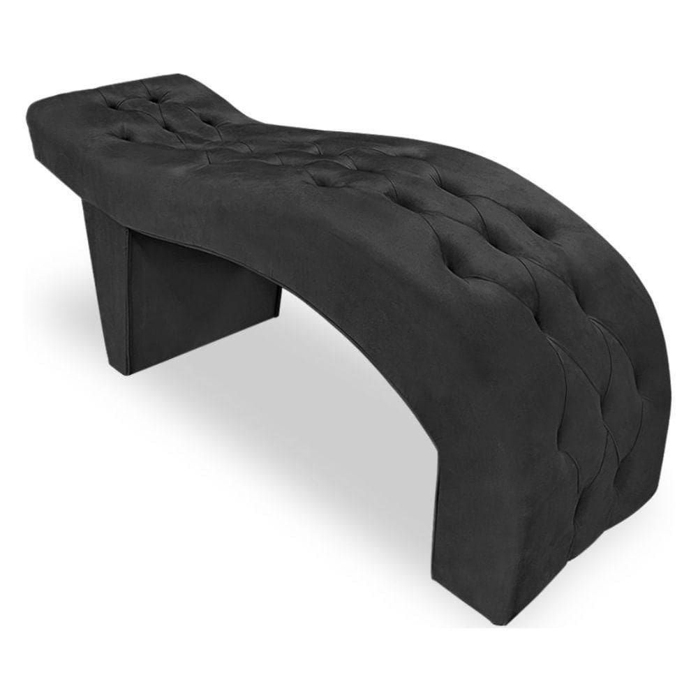 Maca Estofada Capitonê Eduarda Suede Preta