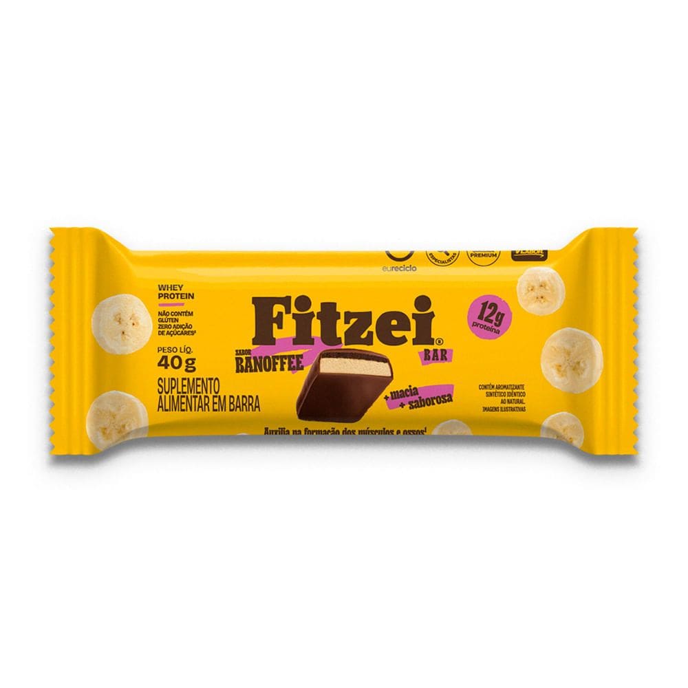 Barra de Proteína Whey Fritzei Bar Sabor Banoffee com 12g de Proteína 40g