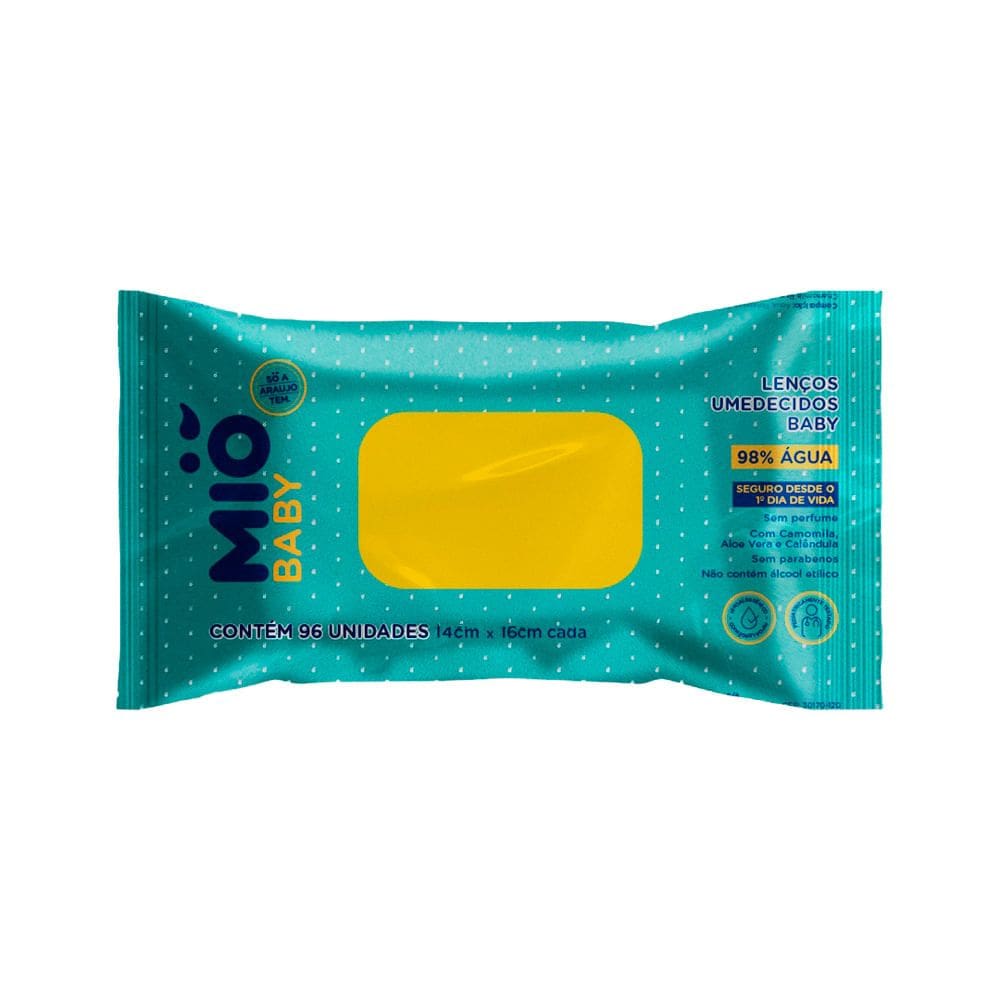 Lenço Umedecido Mió Baby 98% Água Sem Perfume 96 Unidades