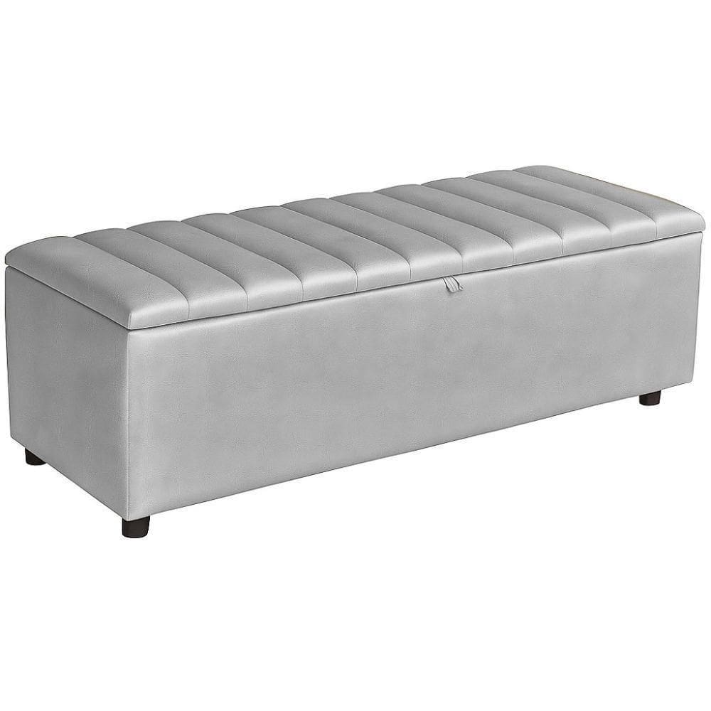 Baú Recamier Paris Couro Cinza 160 Cm