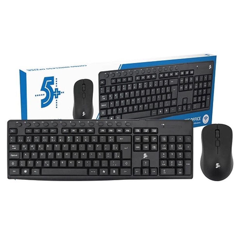 Kit Teclado e Mouse Sem Fio Office KW-500 2.4GHz Preto 5+