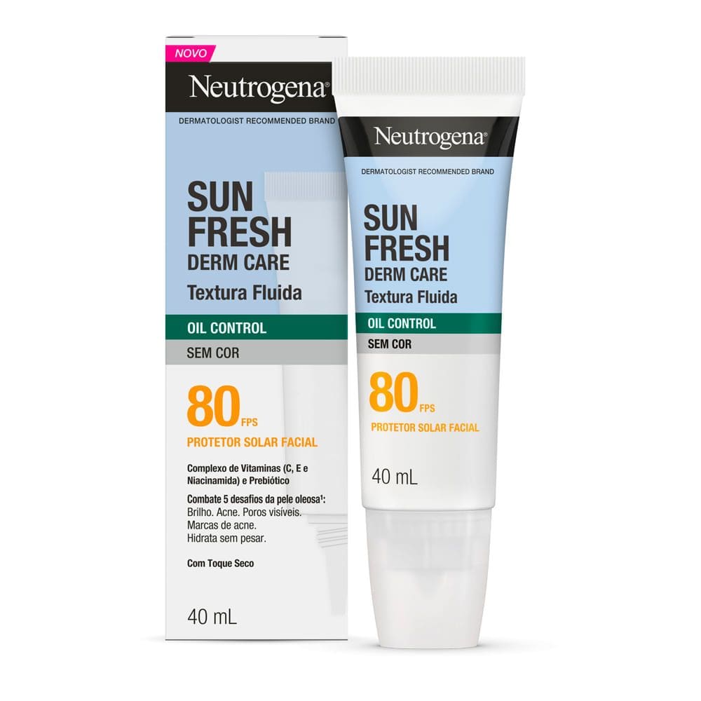Protetor Solar Facial Neutrogena Sun Fresh Derm Care FPS 80 Oil Control Sem Cor 40ml