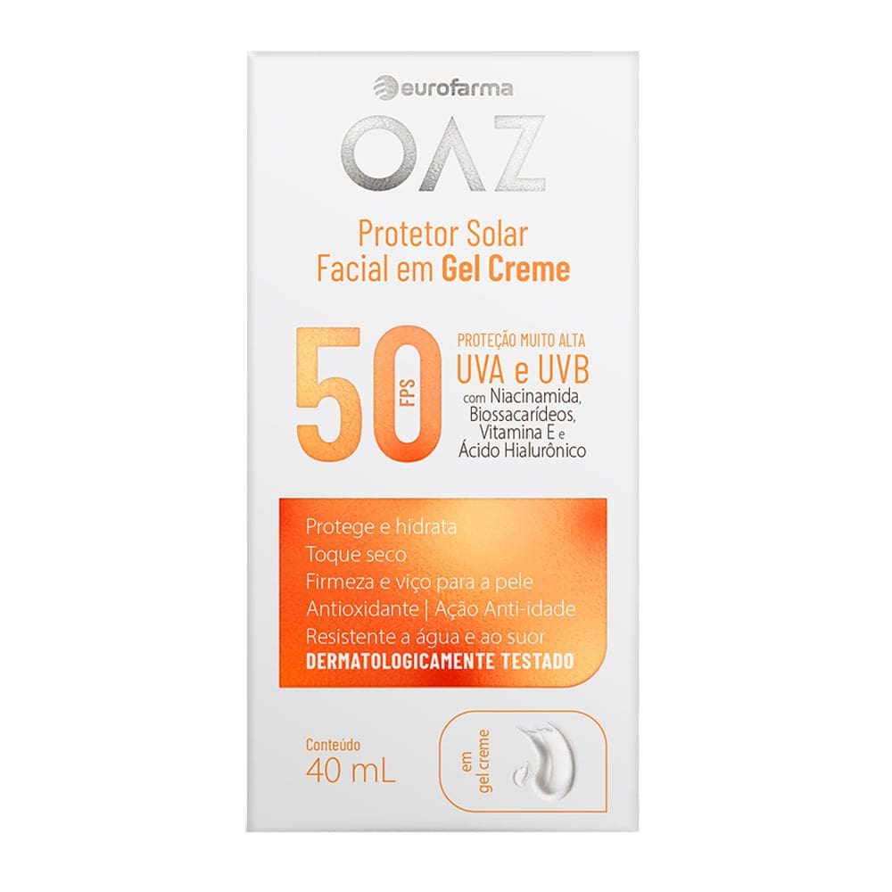 Protetor Solar Facial OAZ Eurofarma FPS 50 Gel Creme 40ml
