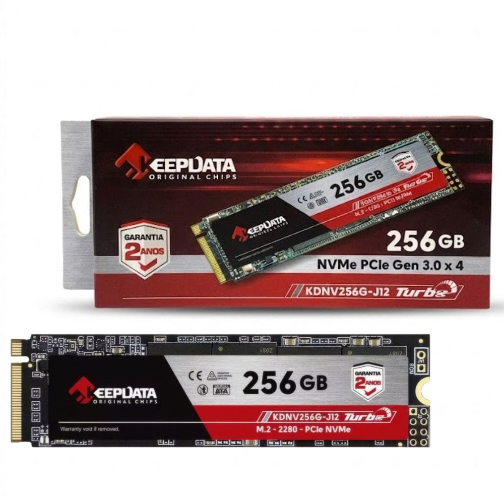 SSD KeepData 256GB M.2 NVMe PCIe 3.0 x4 2280, Leitura até 2400MB/s, Gravação até 1700MB/s – KDNV256G-J12