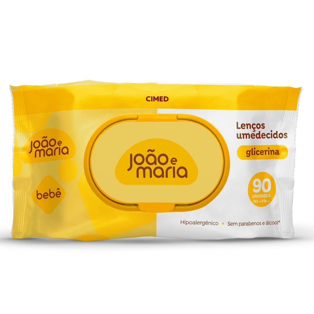 Lenço Umedecido João e Maria Bebê Glicerina 90 Unidades