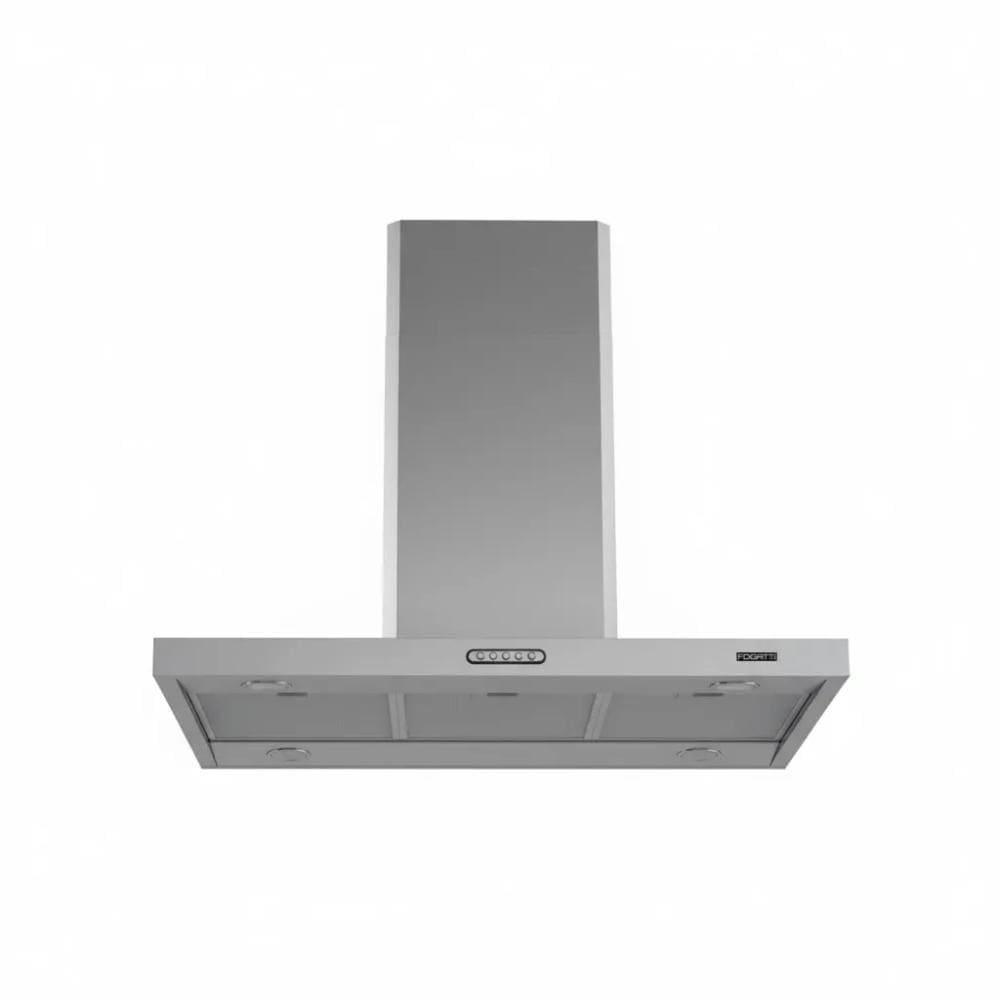 Coifa Ilha Com Exaustor Retangular Fogatti 90 cm Fogão Duto Slim 4 Lâmpadas Led Aço Inox 244W 220V