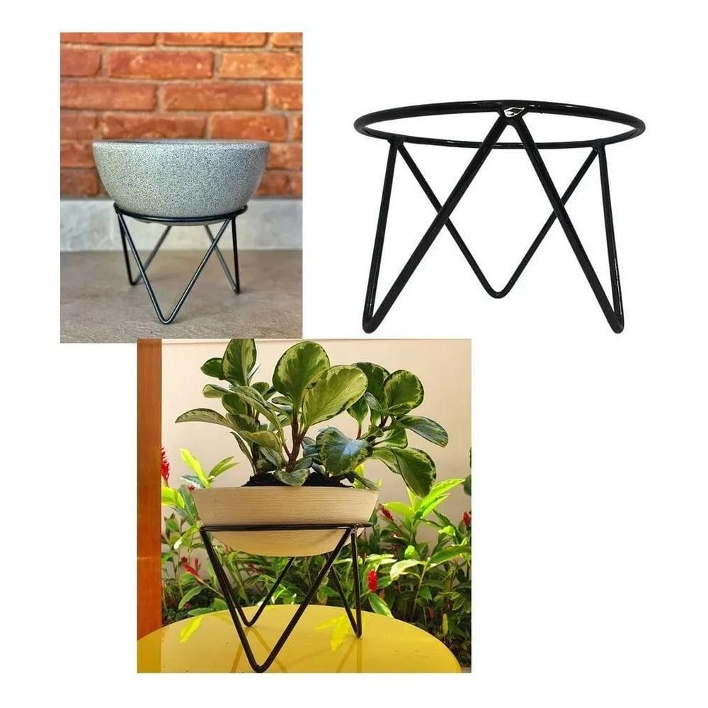 2X Suporte Vasos Flores Planta Jardinagem Aramado Ferro