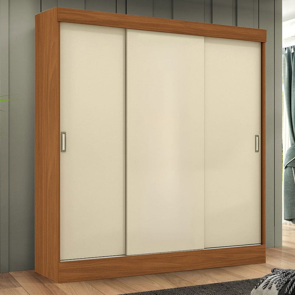 Guarda-Roupa Solteiro San Marino 3 Portas 2 Gavetas Cinamomo/Off White - Maxel