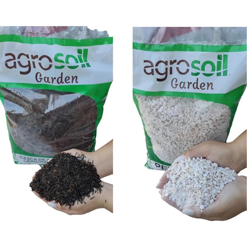 2X Kit 6 Litros Perlita Expandida E Casca De Arroz Carboniza