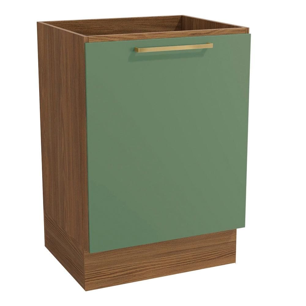 Balcão de Cozinha Kappesberg 1 Porta Botanic, Nogueira e Verde Oliva 60 cm