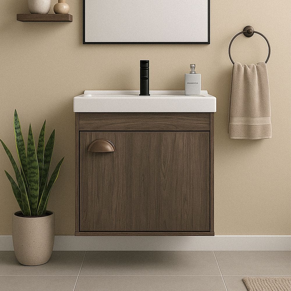 Gabinete Armário para Banheiro 40cm MDF com Cuba - Cremona Munique