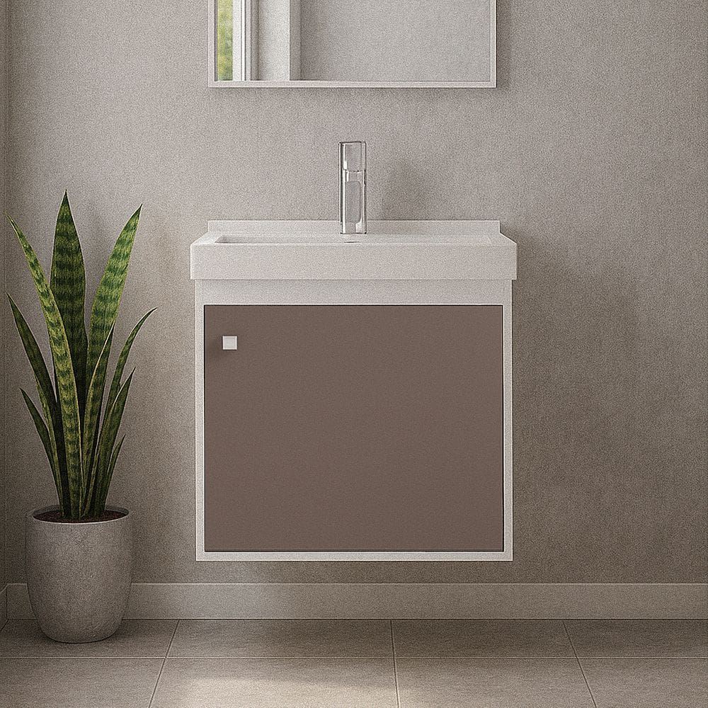 Gabinete Armário para Banheiro 40cm MDF com Cuba - Veneto Gianduia