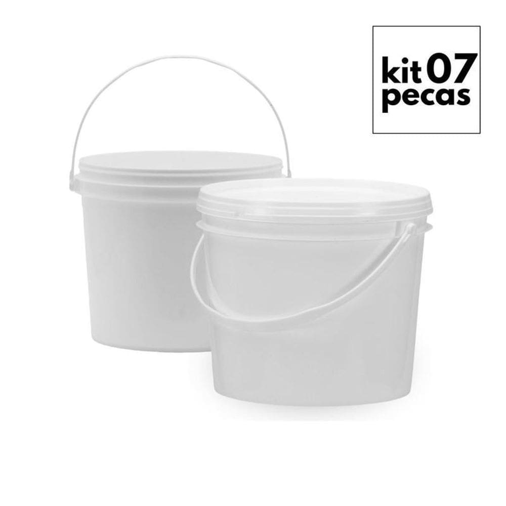 Balde 1.8 Litros Branco Para Compostagem 7 Pçs
